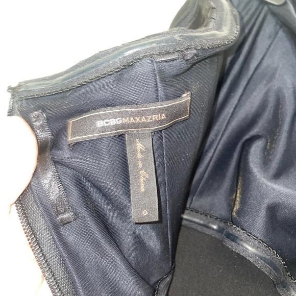 BCBGMaxAzria Black Corset Strapless Faux Leather Maxi Dress Size 0 - Picture 9 of 11